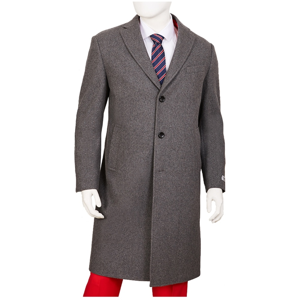 Men's Classic Fit Single Breasted Overcoat - Grey